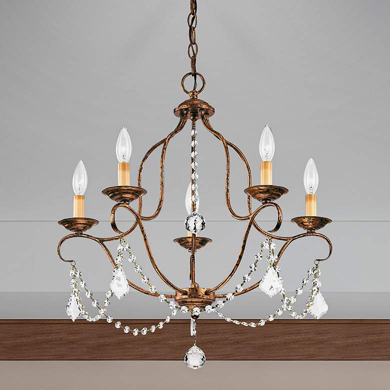 Image 1 5 Light Hand Applied Venetian Golden Bronze Chandelier