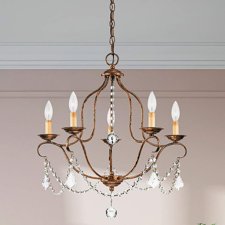 Image 7 5 Light Hand Applied Venetian Golden Bronze Chandelier more views
