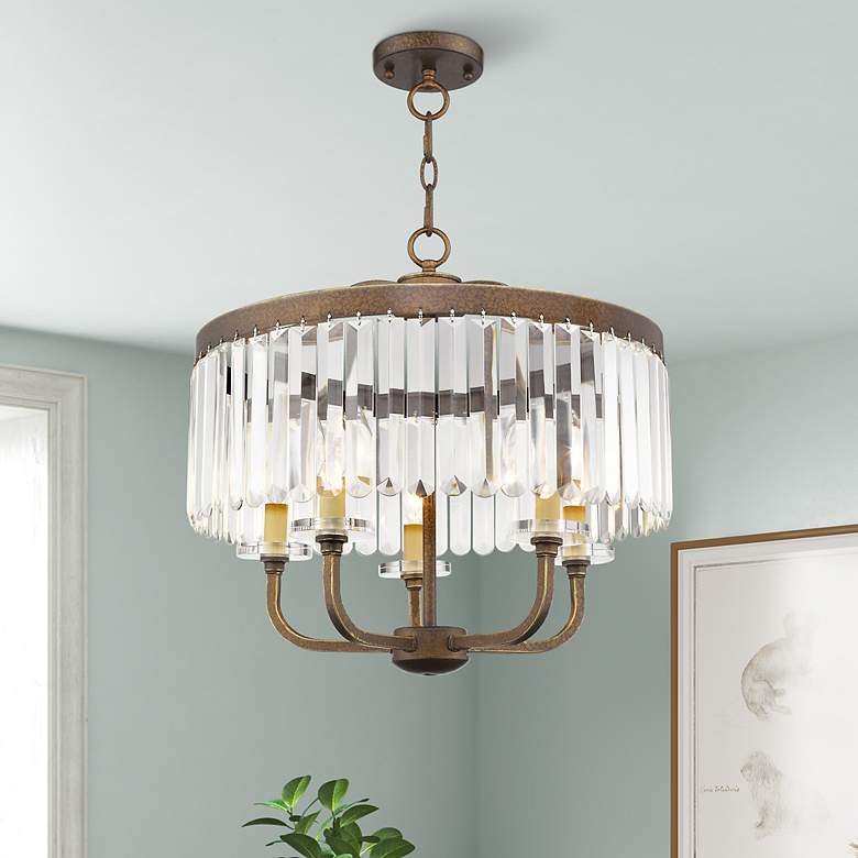 Image 1 5 Light Hand Painted Palacial Bronze Convertible Chandelier/Ceiling Mount