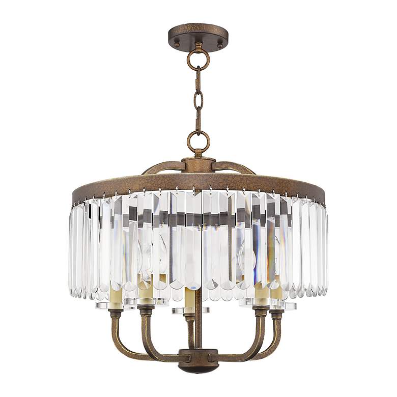 Image 3 5 Light Hand Painted Palacial Bronze Convertible Chandelier/Ceiling Mount more views