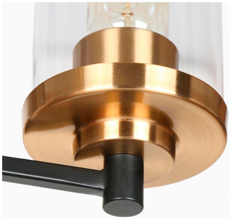 Image 3 5-Light Matte Black and Plating Brass Chandeliers with Clear Glass more views
