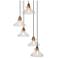 5-Light Matte Black and Plating Brass Chandeliers with Seeded Glass