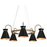 5-Light Matte Black and Plating Brass Chandeliers