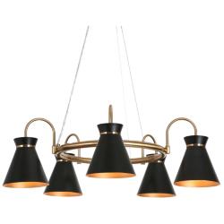 5-Light Matte Black and Plating Brass Chandeliers