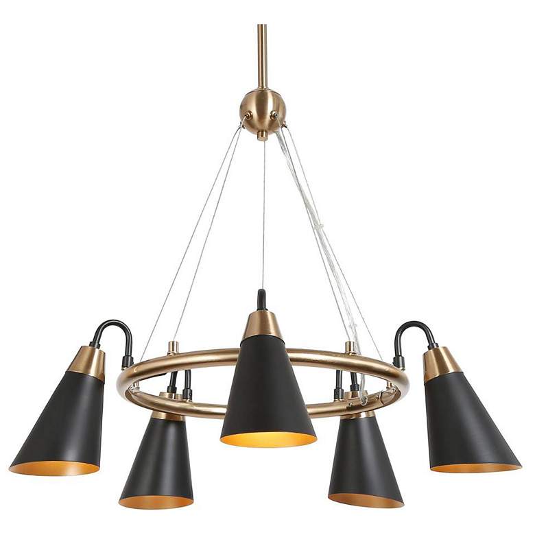 Image 1 5-Light Matte Black and Plating Brass Chandeliers