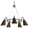 5-Light Matte Black and Plating Brass Chandeliers