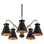 5-Light Matte Black and Plating Brass Chandeliers