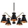 5-Light Matte Black and Plating Brass Chandeliers