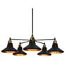 5-Light Matte Black and Plating Brass Chandeliers