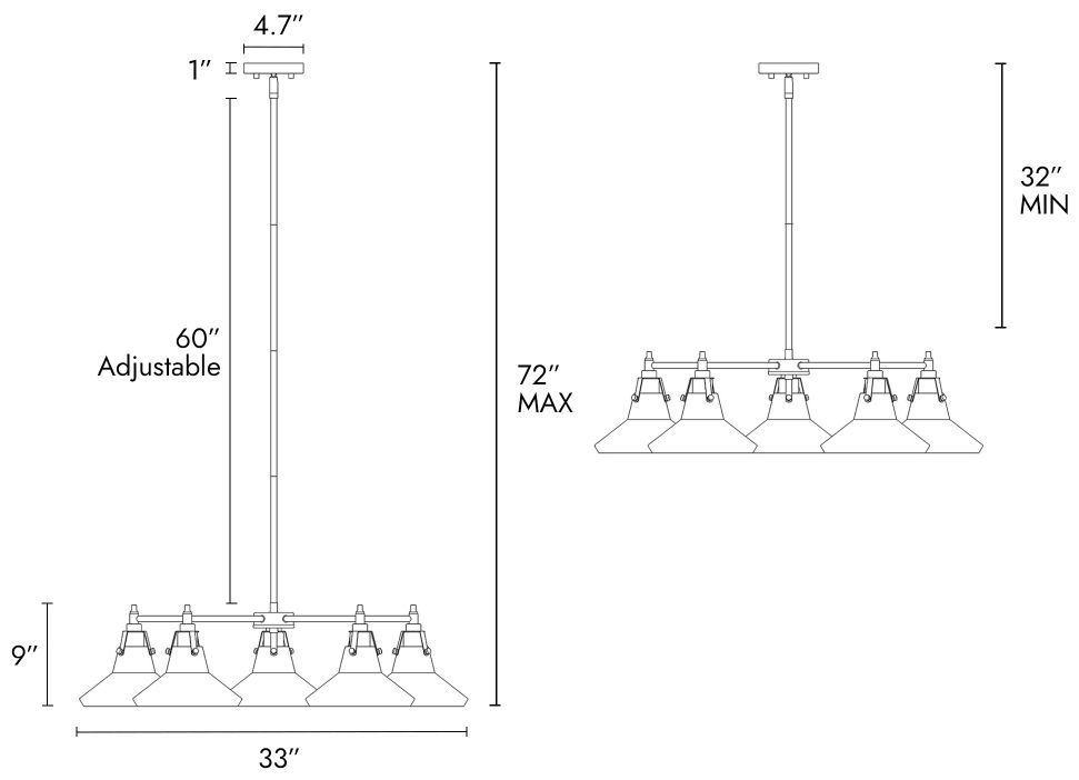 Image 4 5-Light Matte Black and Plating Brass Chandeliers more views