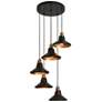 5-Light Matte Black and Plating Brass Chandeliers