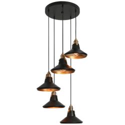 5-Light Matte Black and Plating Brass Chandeliers