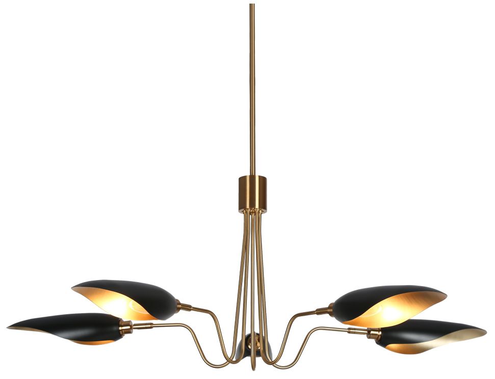 5-Light Matte Black and Plating Brass Chandeliers