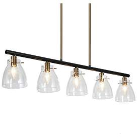 Image1 of 5-Light Matte Black and Plating Brass Island Lamp with Clear Glass