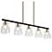 5-Light Matte Black and Plating Brass Island Lamp with Clear Glass