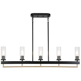 Image1 of 5-Light Matte Black and Plating Brass Island Lamp with Glass