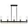 5-Light Matte Black and Plating Brass Island Lamp with Glass