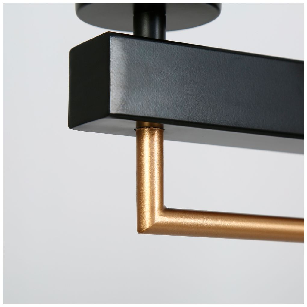 Image 4 5-Light Matte Black and Plating Brass Island Lamp with Glass more views