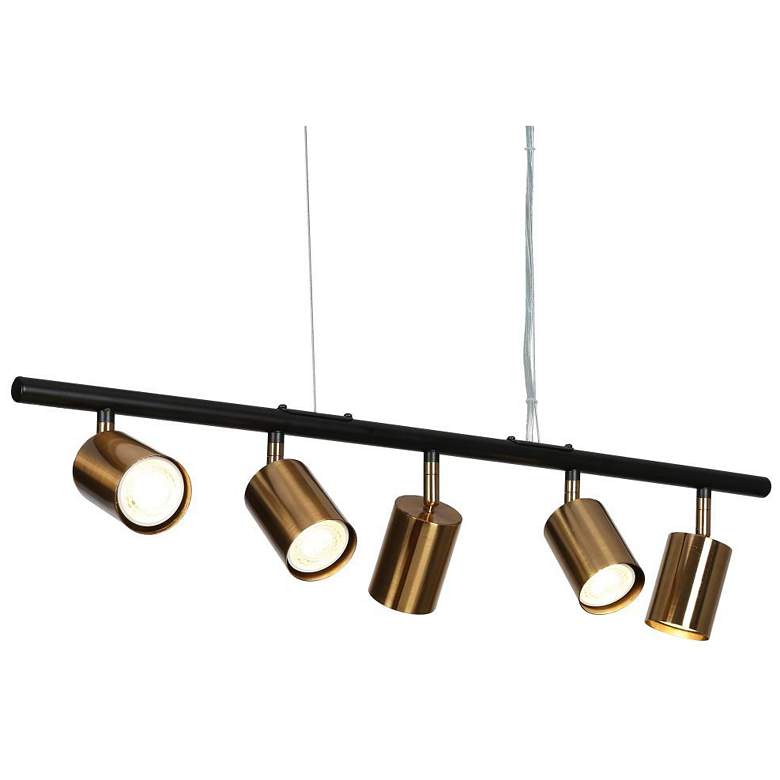 Image 1 5-Light Matte Black and Plating Brass Island Lamp