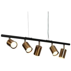 5-Light Matte Black and Plating Brass Island Lamp