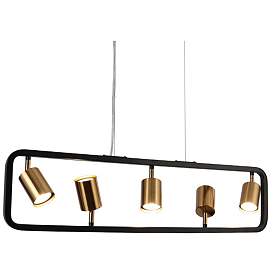 Image1 of 5-Light Matte Black and Plating Brass Island Lamp