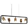 5-Light Matte Black and Plating Brass Island Lamp