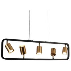 5-Light Matte Black and Plating Brass Island Lamp