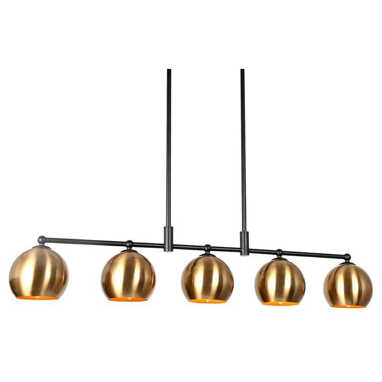 Image 1 5-Light Matte Black and Plating Brass Metal Ball Island Lamp