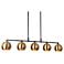 5-Light Matte Black and Plating Brass Metal Ball Island Lamp