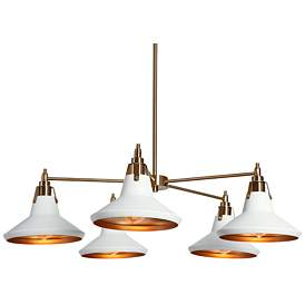 Image1 of 5-Light Matte White and Plating Brass Chandeliers