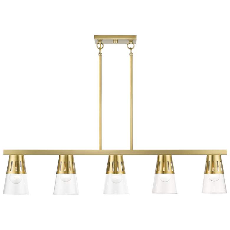 Image 1 5 Light Natural Brass Large Linear Chandelier