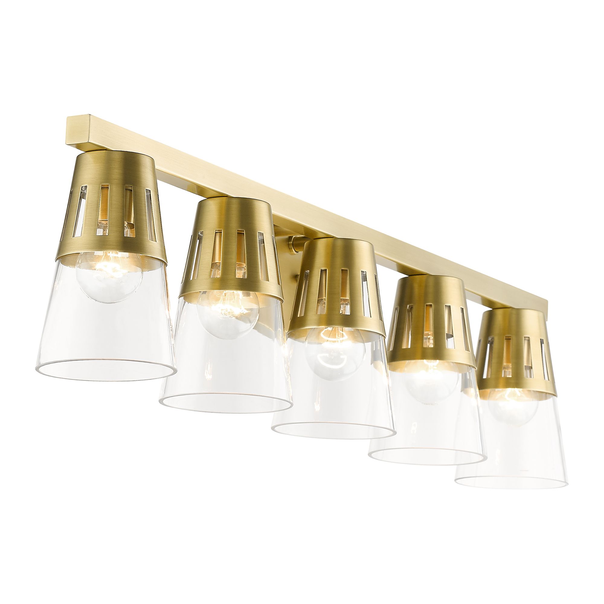 5 Light Natural Brass Large Vanity Sconce