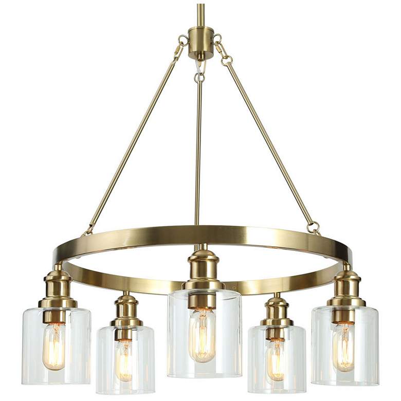 Image 1 5-Light Plating Brass Chandeliers with Clear Glass