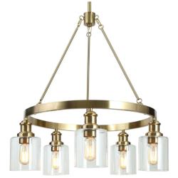 5-Light Plating Brass Chandeliers with Clear Glass