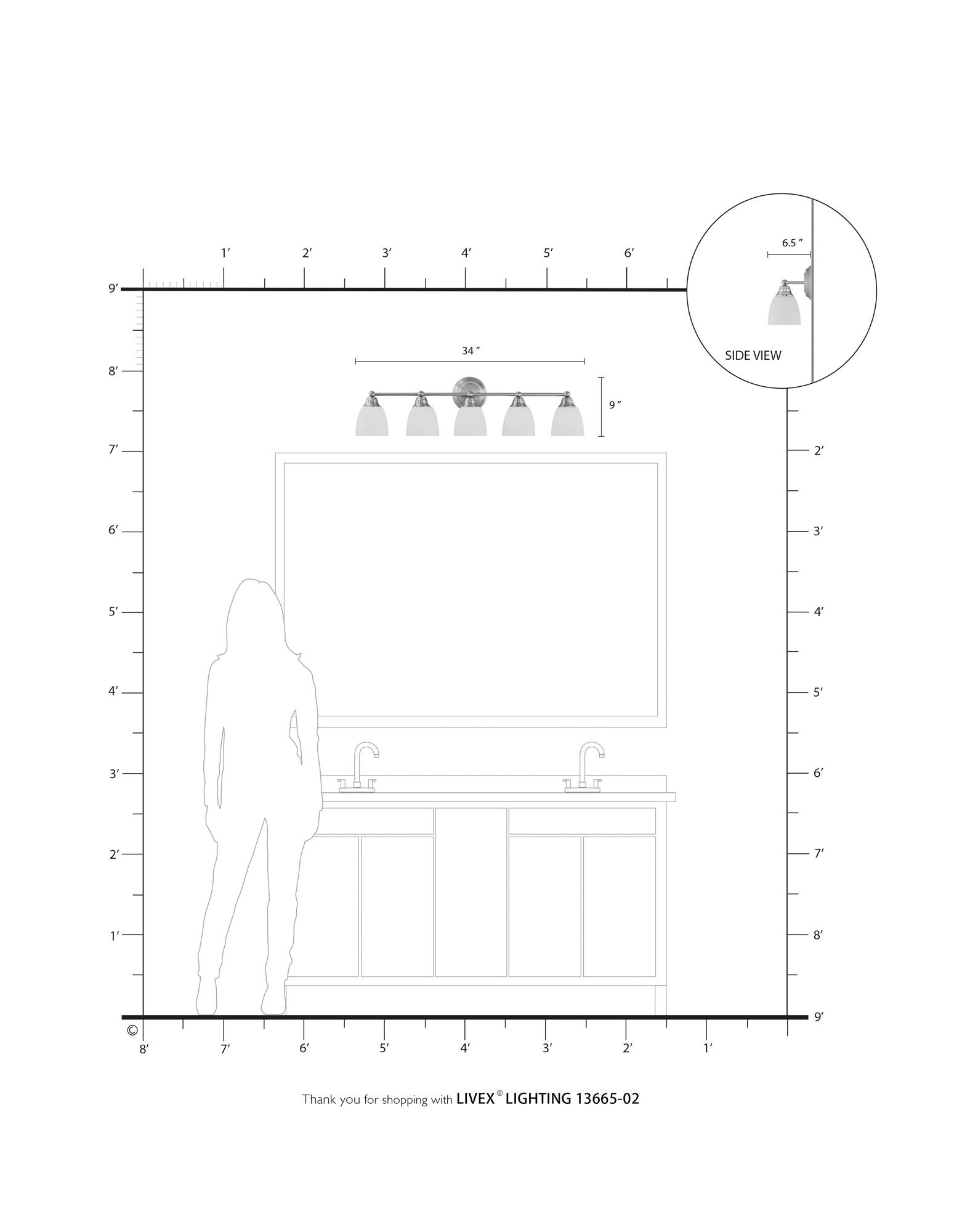 5 Light Polished Brass Bath Vanity