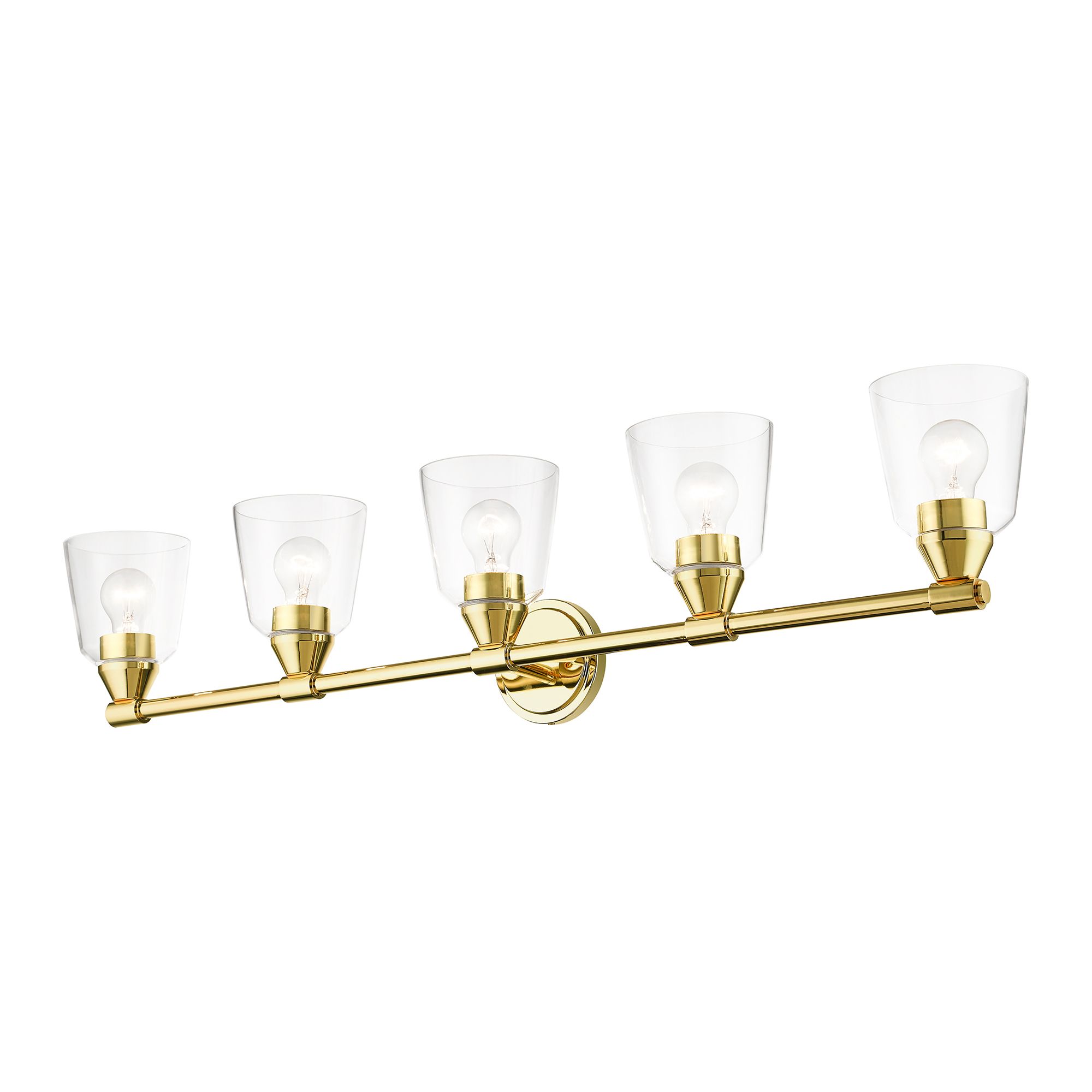 5 Light Polished Brass Large Vanity Sconce