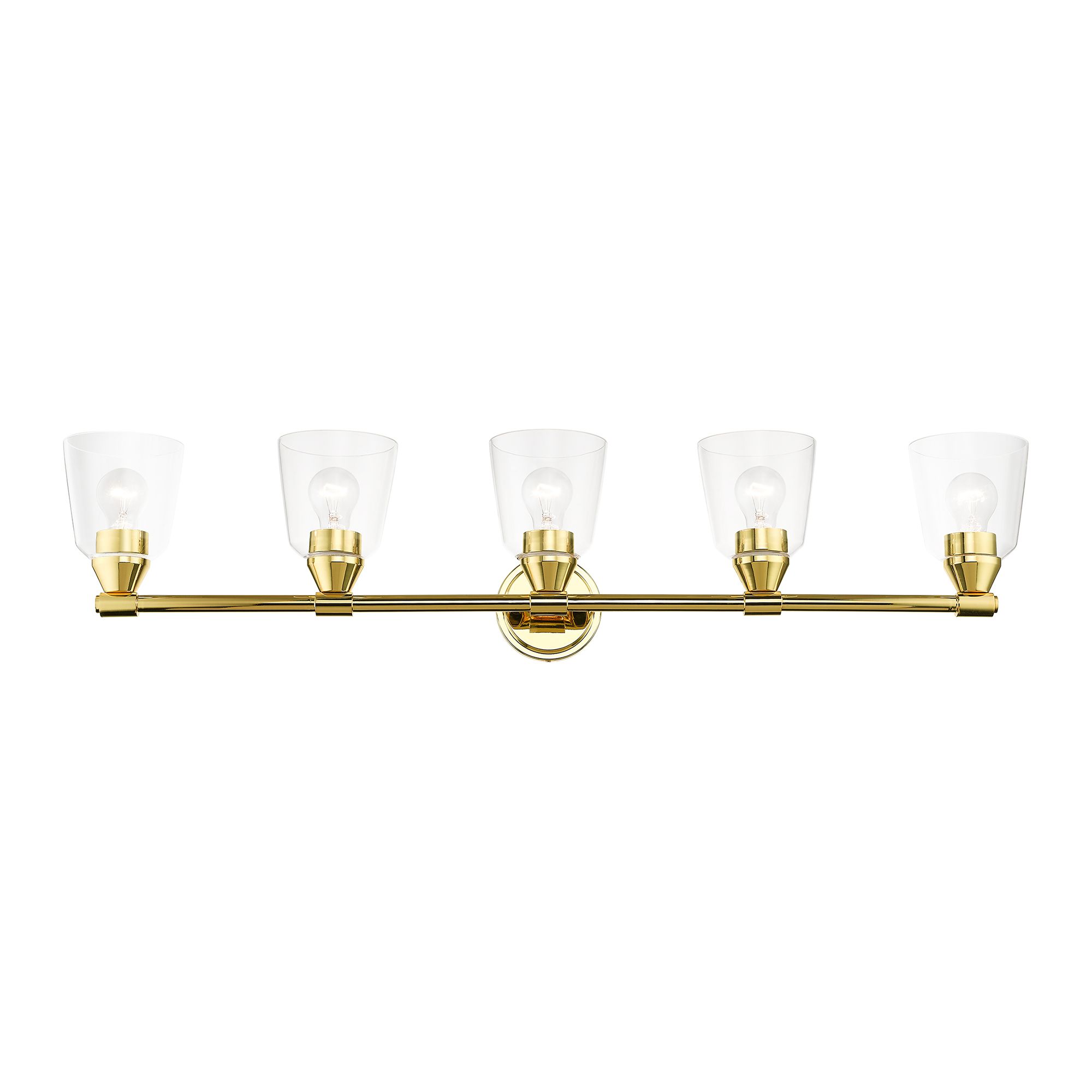 5 Light Polished Brass Large Vanity Sconce