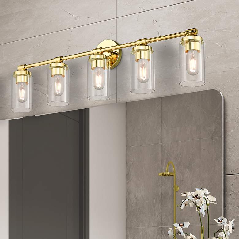 Image 1 5 Light Polished Brass Large Vanity Sconce