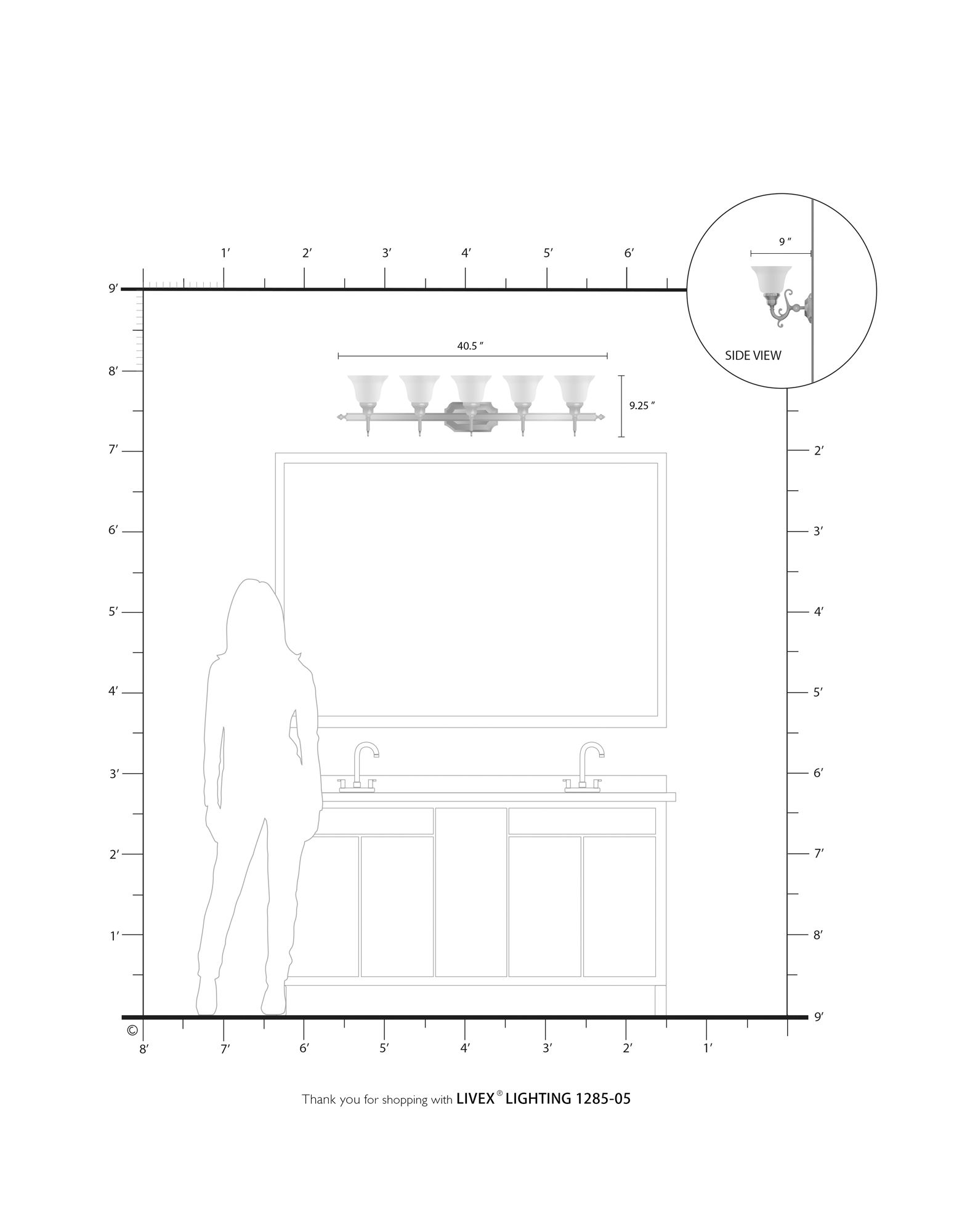 5 Light Polished Chrome Bath Vanity