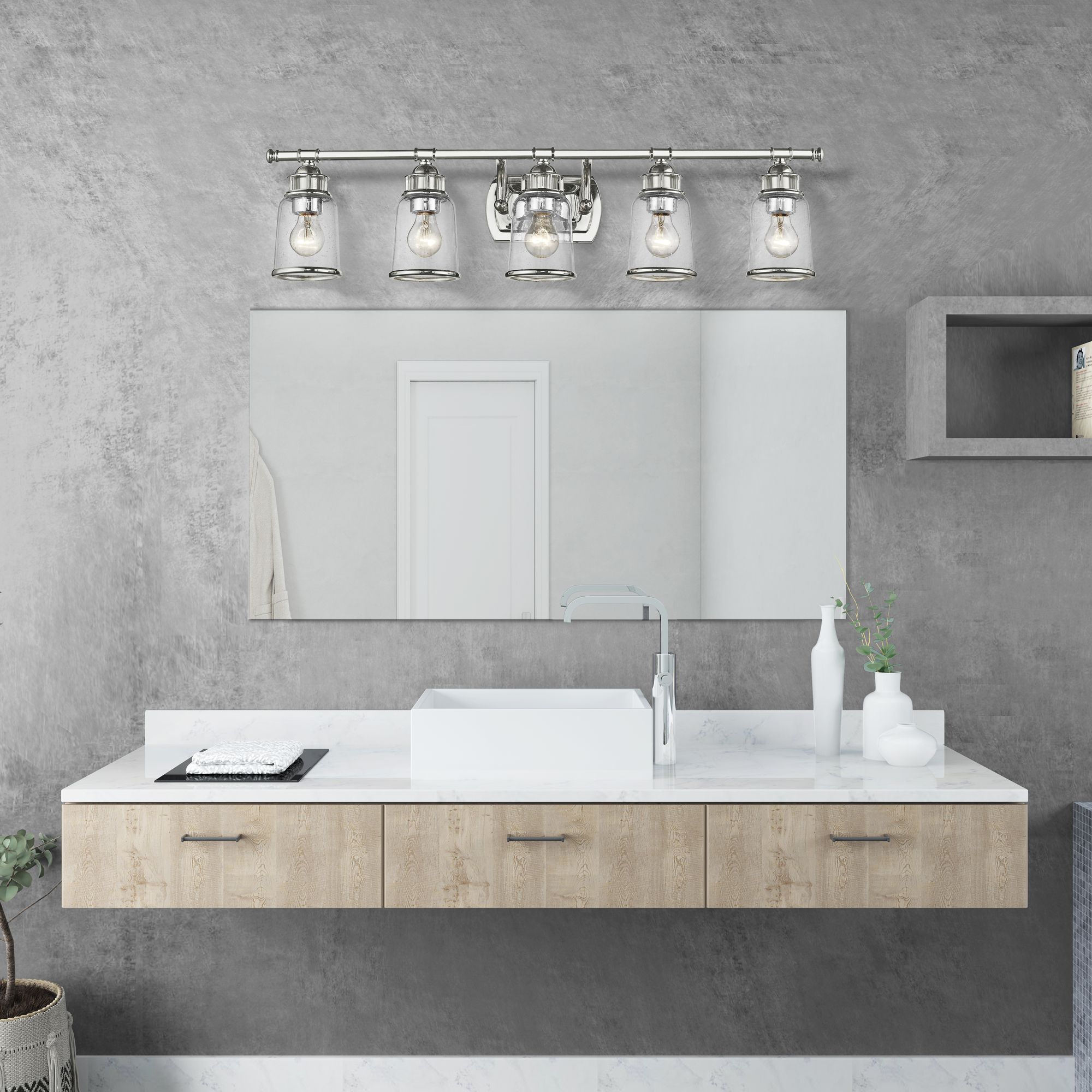 5 Light Polished Chrome Bath Vanity