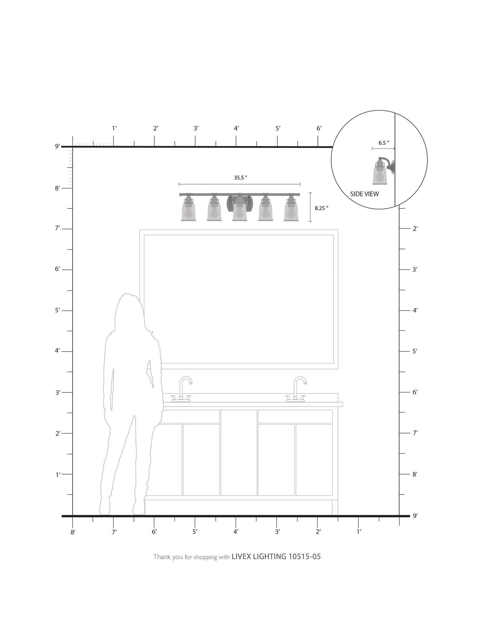 5 Light Polished Chrome Bath Vanity