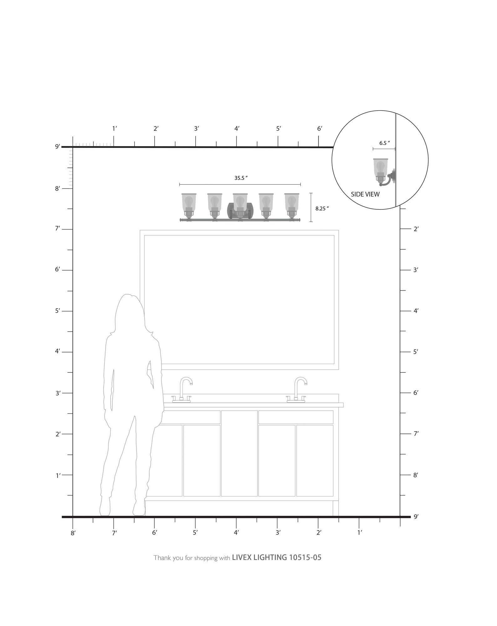 5 Light Polished Chrome Bath Vanity