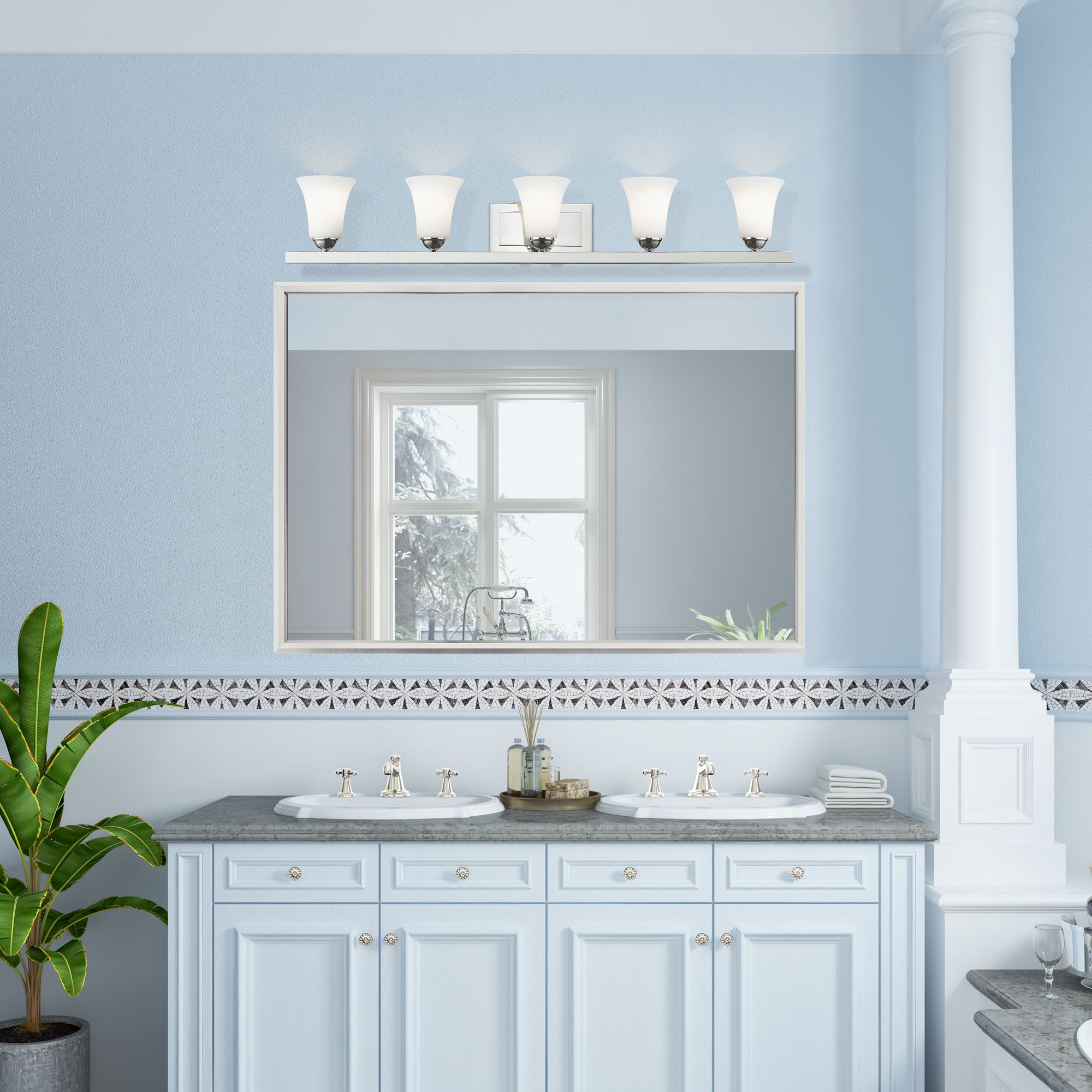 5 Light Polished Chrome Bath Vanity