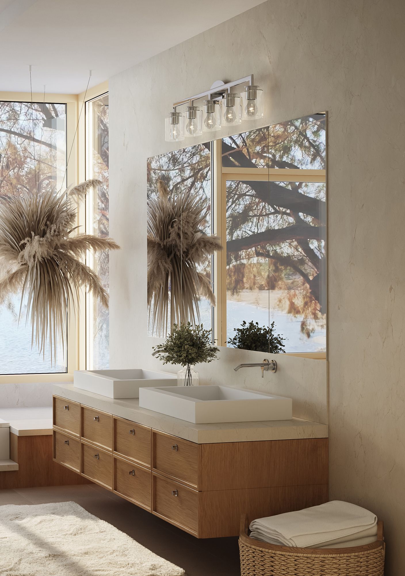 5 Light Polished Chrome Extra Large Vanity Sconce