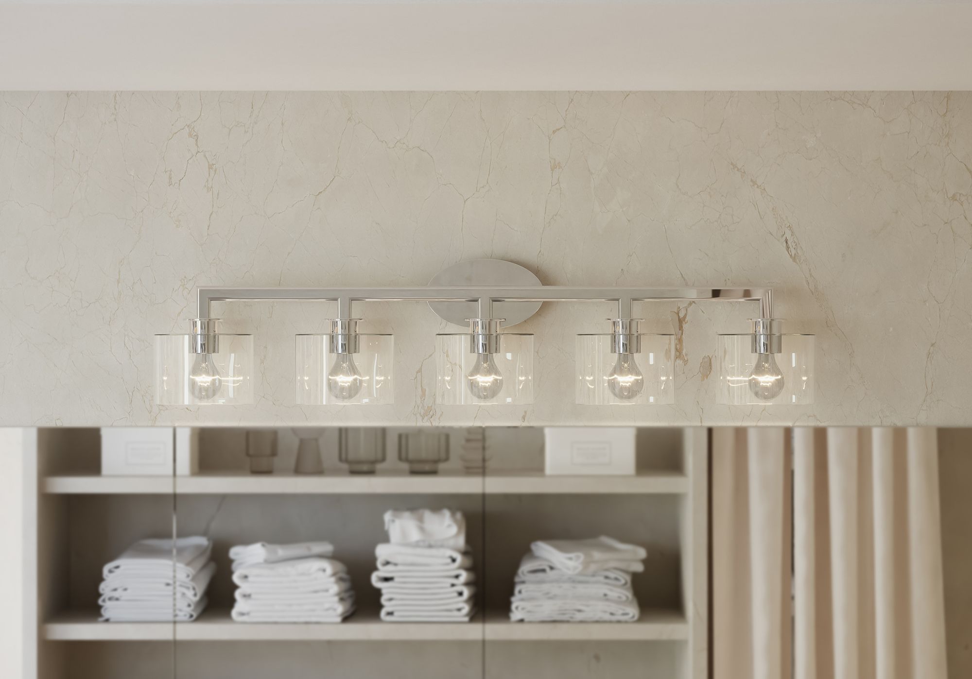 5 Light Polished Chrome Extra Large Vanity Sconce