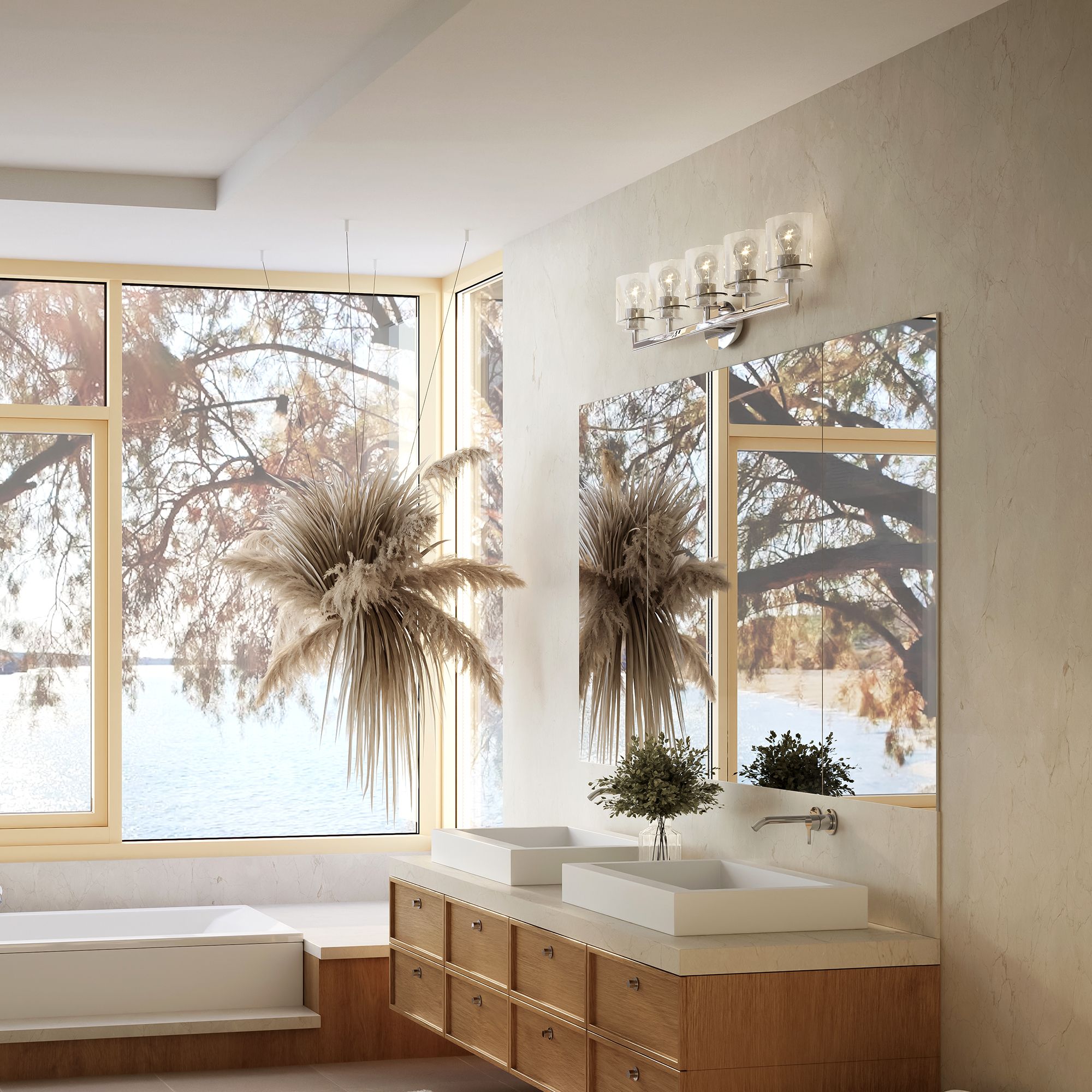 5 Light Polished Chrome Extra Large Vanity Sconce