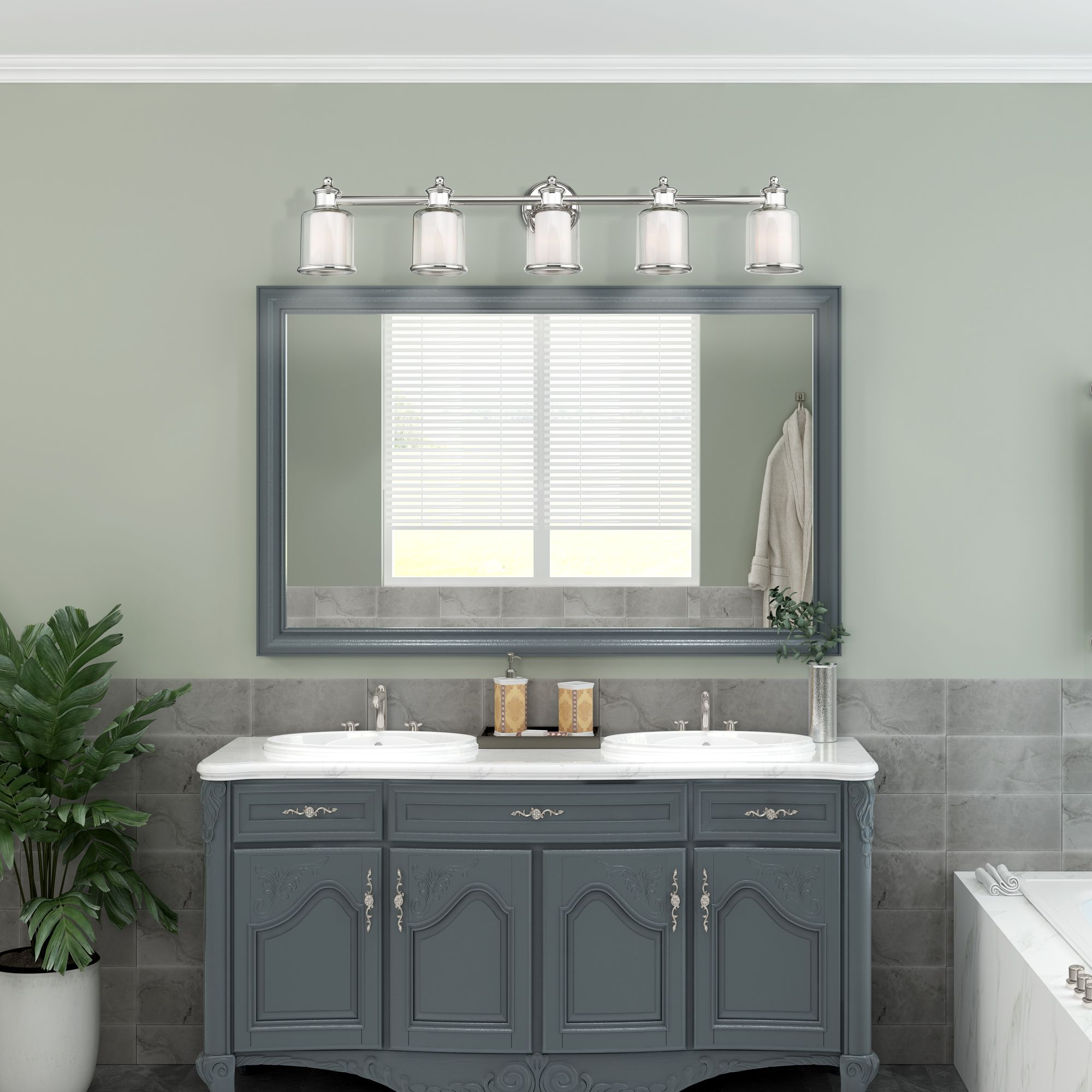 5 Light Polished Nickel Bath Vanity
