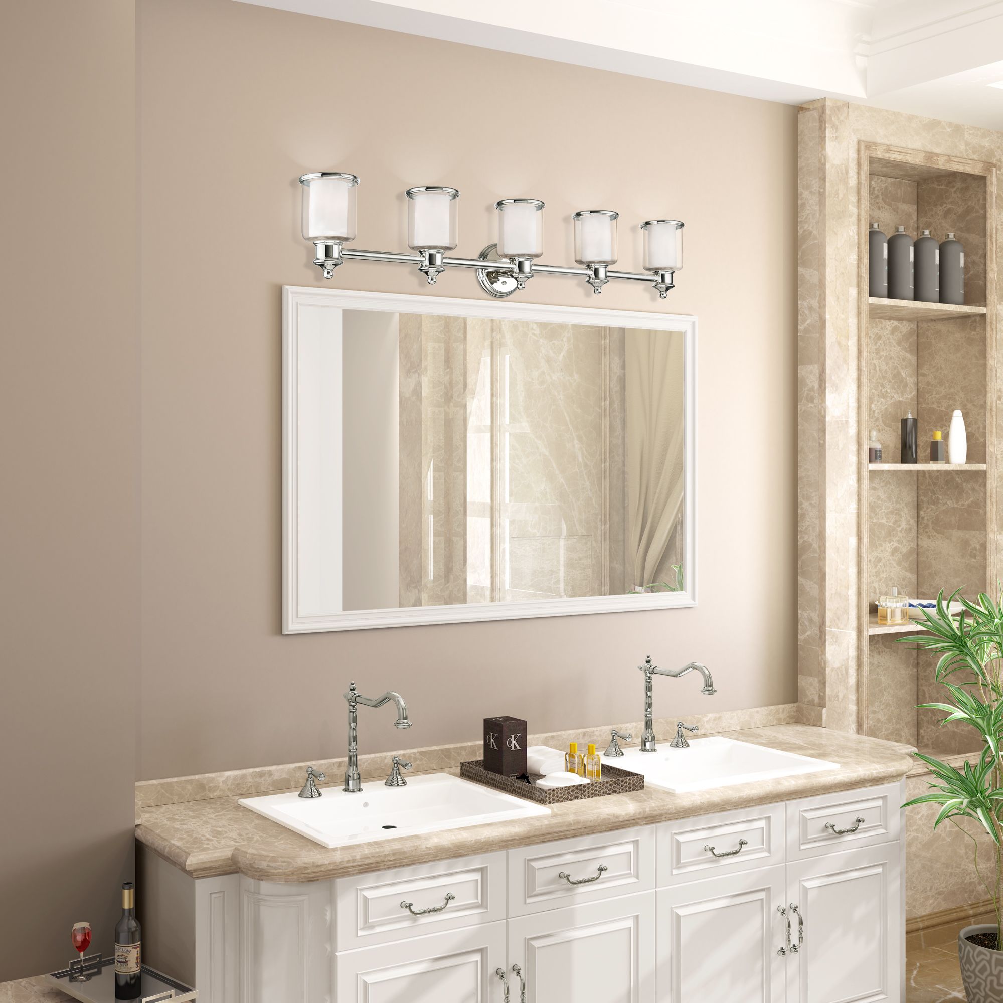 5 Light Polished Nickel Bath Vanity