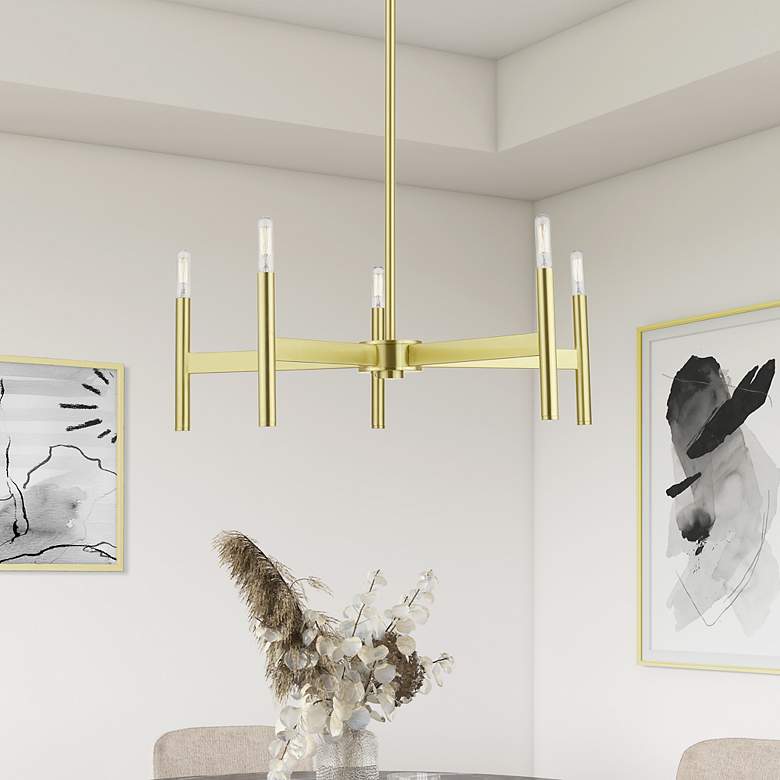 Image 1 5 Light Satin Brass Chandelier