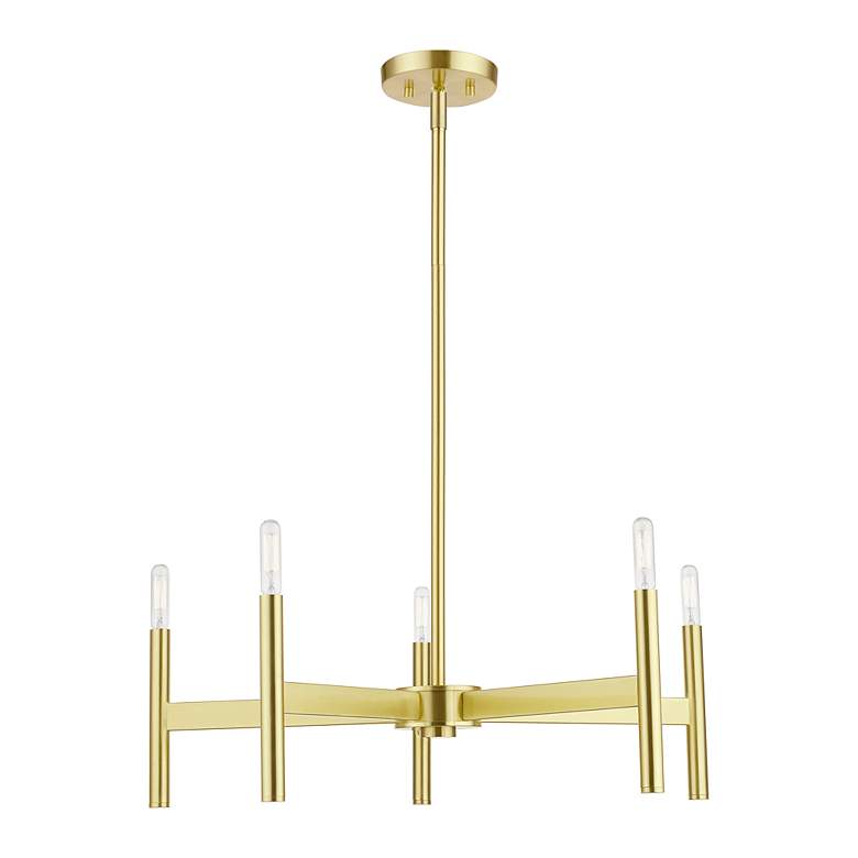 Image 4 5 Light Satin Brass Chandelier more views